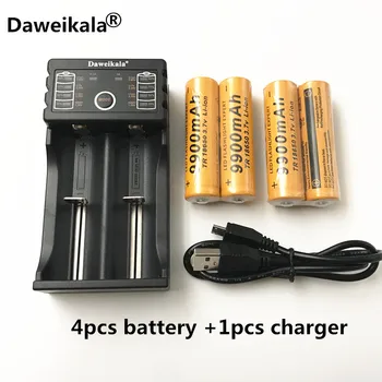4pcs 18650 baterijo 3,7 V 9900mAh polnilna liion baterija s polnilnikom za Led svetilka batery litio baterija+1pcs Polnilnik