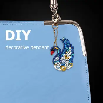 4pcs Swan DIY Polni Sveder Posebno Oblikovan Diamond Slikarstvo Keychain obesek za ključe Darilni Ženske Vrečko Dekoracijo Obesek Diamond Vezenje