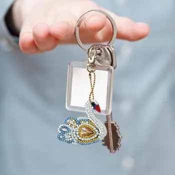 4pcs Swan DIY Polni Sveder Posebno Oblikovan Diamond Slikarstvo Keychain obesek za ključe Darilni Ženske Vrečko Dekoracijo Obesek Diamond Vezenje