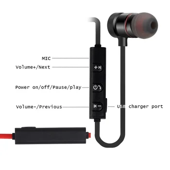 5.0 Bluetooth Slušalke Športne Neckband Magnetni Brezžične slušalke Stereo Čepkov Glasbe Kovinski Slušalke Z Mikrofonom Za Vse Telefone