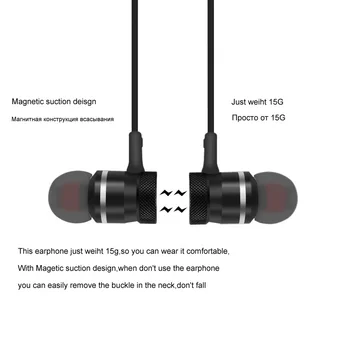 5.0 Bluetooth Slušalke Športne Neckband Magnetni Brezžične slušalke Stereo Čepkov Glasbe Kovinski Slušalke Z Mikrofonom Za Vse Telefone