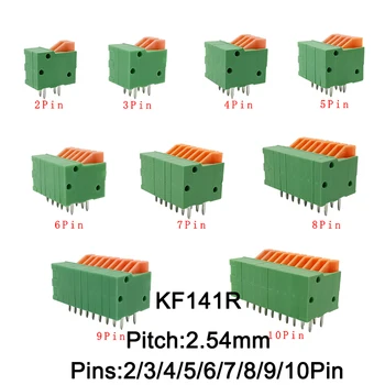 5/10Pcs KF141R pravim Kotom PCB Terminal Blok KF141R 2.54 mm Igrišču 2P-10Pin PCB Nameščena Pomlad Brezvijačno Priključek za 26-20 AWG