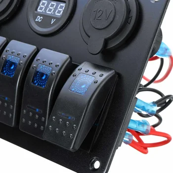 5 Banda LED Rocker Stikala Digitalni Voltmeter Dvojna Vrata USB 12V Vtičnico Kombinacija Nepremočljiva Avto Morskega Čolna