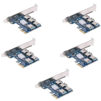 5 Kos PCIe 1 Naar 4 PCI Express 16X Riser Card PCI-E 1X Naar Externe 4 Pci-E Slot Adapter Množitelj
