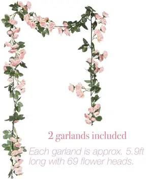 5 Pack 2,5 m Ponaredek Rose Trte Cvetje Garland Rastline Umetno Visi Cvet Vrtnice Ivy Doma Hotel svate Vrt Obrti Dekor