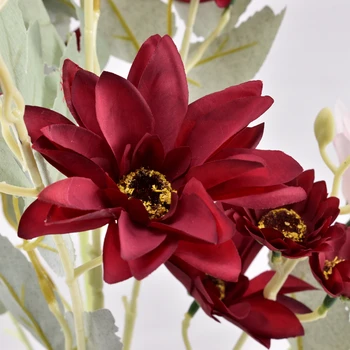 5 velikih cvetov 10small cvetje Dahlia Chrysanthemum umetno cvetje Za Poroko Doma Dekoracijo flores umetno urad dekor