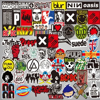 50/100 kozarcev Rock Glasba Kul Band Logotip Nalepke Nepremočljiva Skateboard Potovalni Kovček Telefon, Prenosni Kovček Grafiti Nalepka