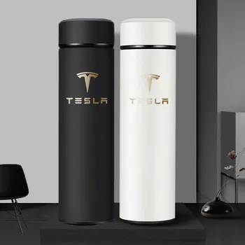 500 ml Smart Thermos Steklenico Z LOGOTIPOM Prikaz Temperature Prenosni iz Nerjavečega Jekla Termo Vrč Za Tesla Model s 3 x y V Avto