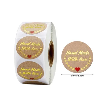 500pcs/roll 1 cm ročno, z ljubeznijo Gold label poslovnih poročno dekoracijo embalaža samolepilni tesnilni nalepka