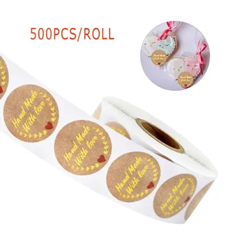500pcs/roll 1 cm ročno, z ljubeznijo Gold label poslovnih poročno dekoracijo embalaža samolepilni tesnilni nalepka