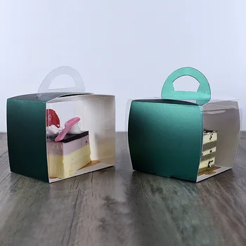 50pcs Visoko kakovostnih prenosnih pregleden torto sadja embalaža polje kvadratnih sladica takeaway embalaže, plastike, papirja skodelica z ročajem