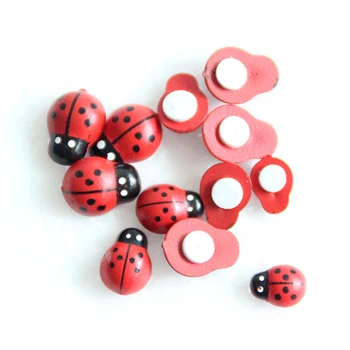 50Pcs/vrečko Lesene Mini Ladybug Pravljice Vrt Bonsaj Ornament Diy Obrti Doma Okraski Stranka Mikro Krajine Dekor