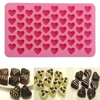 55 Luknje Srce Torto Jelly Piškotki Milo Plesni 3D Silicij Čokoladni Piškotki Peka Plesni Pladenj Wax Ice Cube Moda Torto Orodje