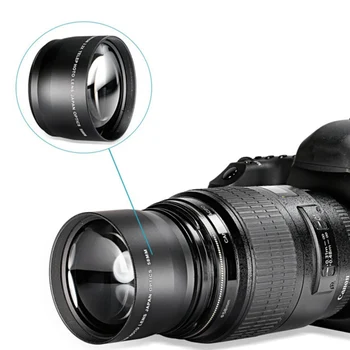 58mm2.0X Profesionalni Telefoto Objektiv+Čiščenje Krpo Za Canon, Nikon, Sony Pentax Telefoto Objektiv Z Sprednji pokrov Zadnji Pokrovček Objektiva Vrečko