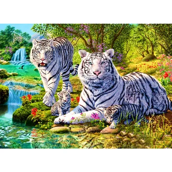 5D Diamond Slikarstvo White Tiger Celoten Kvadratni Nosorogovo Sliko Vezenje Prodaje Diamond Mozaik krajine Doma Dekor Darilo 30x40cm
