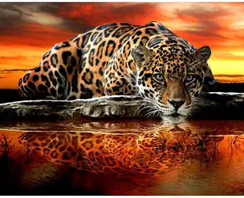 5D DIY Diamond Slikarstvo Leopard Živali Celoten Kvadratni/Krog Diamond Vezenje Navzkrižno Šiv Kit Mozaik Slika Domov Dekoracijo Darilo