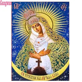 5d Diy Diamond Slikarstvo Sveti Devici Mariji, Kristalno Pravoslavne Ikone Figur navzkrižno stitch Vero Moda Barvanje doma Dekoracijo