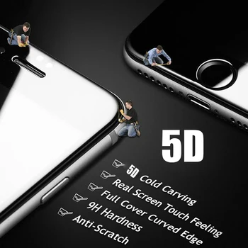 5D Ukrivljen Rob Polno Kritje Kaljeno Steklo Za iPhone 11 12 Pro Max X XS XR Screen Protector Film za iPhone 6 6s 7 8 12 reža mini Plus
