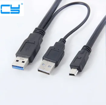 5G speed USB 3.0 power Y kabel dve Moški na USB mini 10pin za zunanji Trdi Disk 40 cm