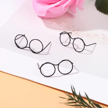 5PCS Retro Kovinski Krog Lutka Očal Okvir Lensless Miniaturni Očal Veliko Zbirko Kul Očala Za Blythe Lutka Accessorie