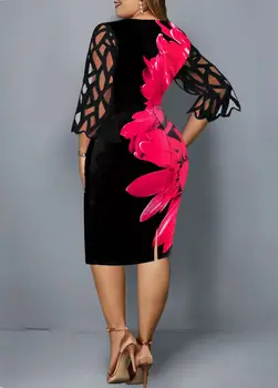 5XL Plus Velikost Ženske Obleke Poletje Obleko Elegantno Cvjetnim Tiskanja Priložnostne Obleko 2021 Novo Očesa Rokav Rojstni dan Kluba Stranke Obleke