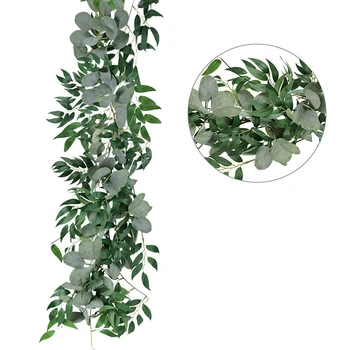 6.5-Metrski Umetni Eucalyptus Garland in 6-Stopala Willow Trte, Veje, Listi Garland Niz Vrata, Zelena Garland v Zaprtih prostorih in na Prostem