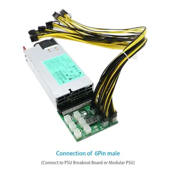 6 Kos 6 Pin PCI-e 8 Pin (6+2) PCI-e (Moški-Moški) GPU Napajalni Kabel 50 cm Za Grafične Kartice Rudarstvo HP Strežnik Zlom Odbor