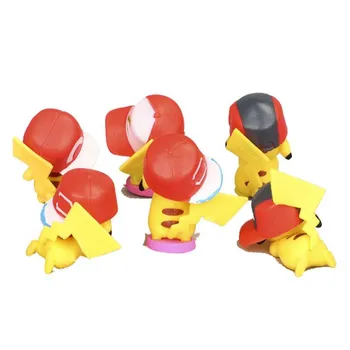 6 Kos/Set POKEMON 4.3 CM, Nositi Klobuk Pikachu Žep Pošast Enem Kosu Anime Igrače Srčkan Pokemon Vloge Igrača Akcijska Figura, Pvc Model