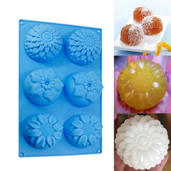 6 Votlini Cvet v Obliki Mila Plesni Silikonski DIY Ročno izdelane Sveče Torto Dobave 6 Hole Obrti Ročno izdelana Mila Plesni