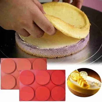 6-Votlini Veliko Torto Plesni Silikonski Krog Disk Smolo Plesni Non-Stick Za Sladkarije Peko Bakeware Čokolada Železnica I6Q7