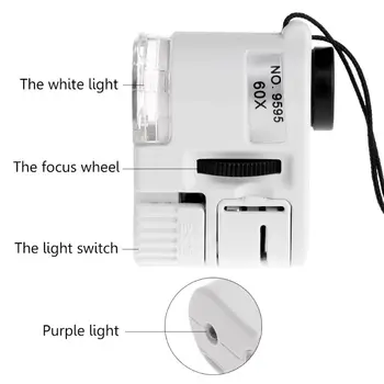 60X LED UV Microsope Starine, Nakit, Denar Detektorji Lupo z UV LED Luči