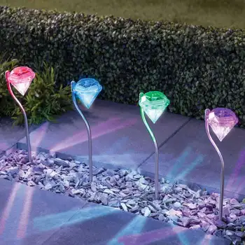 6pcs barve-spreminjanje diamond LED sončne svetlobe sončna vrt svetlobe na meji ali pot iz ozadja, na prostem sončne svetlobe, brezžični in vodo