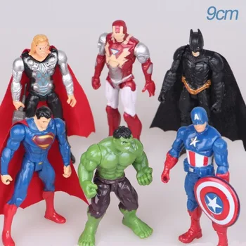 6pcs/set Batman Kapetan Ameriške Hulk, Iron Man, PVC Dejanje Slika Marvel Maščevalec Super Junak Model Igrače Otroci Darila