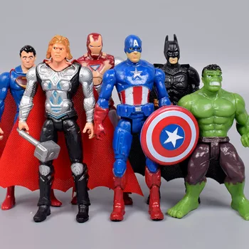 6pcs/set Batman Kapetan Ameriške Hulk, Iron Man, PVC Dejanje Slika Marvel Maščevalec Super Junak Model Igrače Otroci Darila