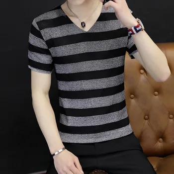7504-T različico trend oshort-sleeved majico t-shirt rokavi jeseni t-shirt Qiuyi novo korejska različica trend moške