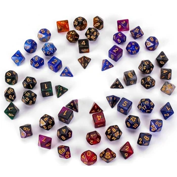7Pcs/Set Zvezdnato nebo pisane multi-s katerimi se soočajo kocke nastavite Polyhedral Kocke za Vlogo Igranje Igre RPG Dungeons in Dragons DnD MTG