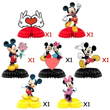 7pcs/veliko Minnie Mickey Satja Žogo Namizno Dekoracijo Satja Papir Ventilator Nastavite Mickey Mouse Stranka Namizno Dekoracijo