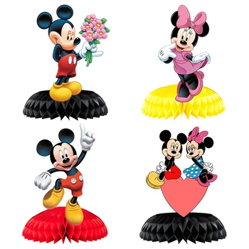 7pcs/veliko Minnie Mickey Satja Žogo Namizno Dekoracijo Satja Papir Ventilator Nastavite Mickey Mouse Stranka Namizno Dekoracijo