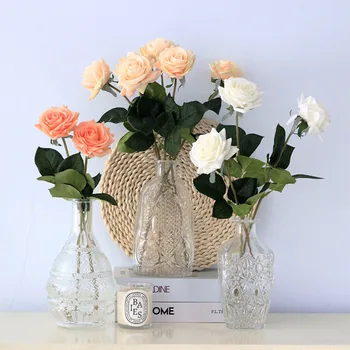 7pcs/veliko Umetno Cvetje Dekor Rose Svile Cvetja Cvetlični Latex Pravi Dotik Rose Poročni Šopek DIY Doma Stranka Design Cvetje