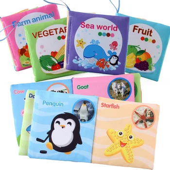 8 Strani Baby Krpo Knjige Mehka Živali Tuš Knjiga, Igrača Novorojenčka Voziček Visi Stroj Igrača Zgodnje Učenje Izobraževalni Otroške Igrače