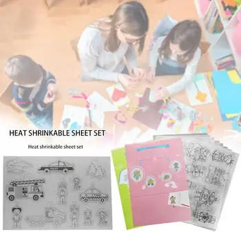 8PCS Heat Shrink Film Shrinky Art Papir, Film, Listih, pri Vzorec za Otroke, Ustvarjalne Obrti Keychains