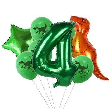 8pcs/paket 1-9 Dinozaver Število Balonov Nastavite Zelen Dinozaver Latex Baloni Dino Stranka Balon za otroke Rojstni dan Dekor globos