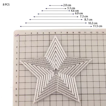 8pcs Pentagram Rezanje Kovin Umre Pet Opozoril star Ozadju Die DIY Cut Matrica Scrapbooking Handcraft Orodja