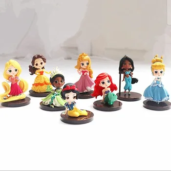 8pcs/veliko Princesses Slika Igrače, Lutke Tiana sneguljčica Rapunzel Ariel Pepelka Belle morska deklica PVC Številke Igrače
