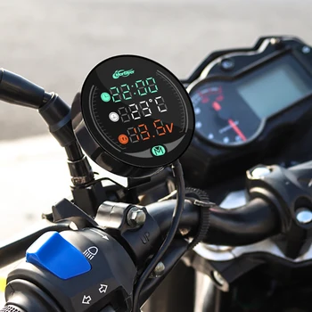 9-24V LED Nočno Vizijo Motocikel Digitalno Odčitavanje Voltmeter Čas, Zrak, voda, Termometer, USB M-tipka za Nastavitev 5-in1 Kombinacija Meter