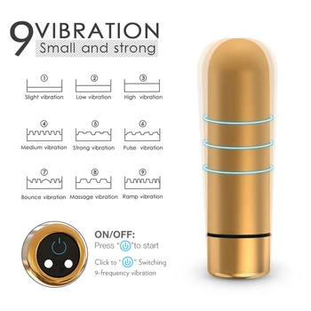 9 Hitrost Mini Bullet Vibrator Ženske Stimulator Klitorisa Vaginalne G Spot Masturbacija Erotični Vibratorji Adult Sex Igrače USB Polnjenje