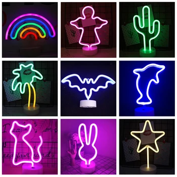 9 Stilov LED Neon Luči Wall Art Prijavite Mavrica Spalnica Dekoracijo Visi Noč Lučka Doma Stranka Počitnice Božično Darilo Dekor