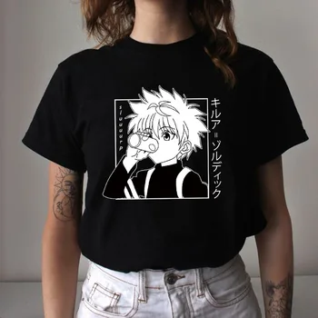 90. letih Japonski Anime Hunter X Hunter T-shirt Črna Tees Moških Harajuku Kawaii Killua Tshirt Smešno Hisoka T Shirt Vrhovi Unisex Moški