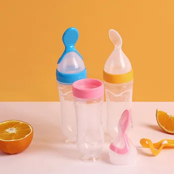 90ML Varno Novorojenega Otroka, Hranjenje Steklenički Malčka Silikonski Stisnite Hranjenje Žlico Mleka Steklenico Baby Usposabljanje Napajalni prehransko Dopolnilo