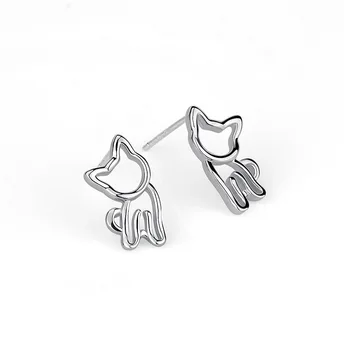 925 sterling srebro mačka uhani srčkan živali uhani za dekleta